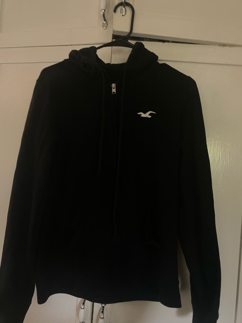 Hollister Black Full-Zip Hoodie with White Seagull